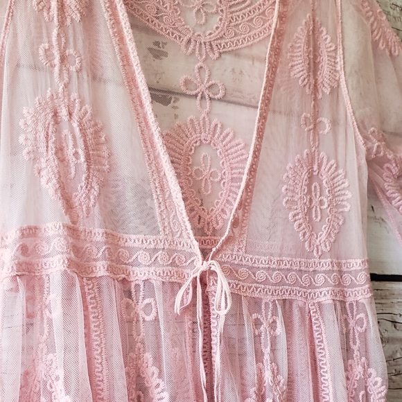 Other Pink Lace Duster Cardigan Poshmark